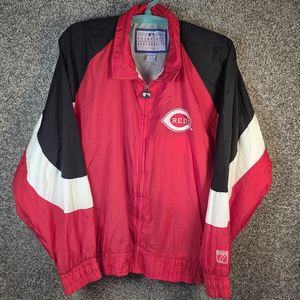 cincinnati reds Windbreaker Vintage MLB Logo 7 Full Zip Embroidered Jacket Sz XL